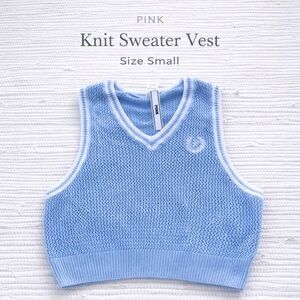 PINK Victoria's Secret Sky Blue V-Neck Knit Sweater Vest